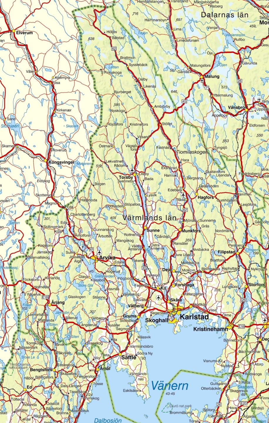 karta över Värmland